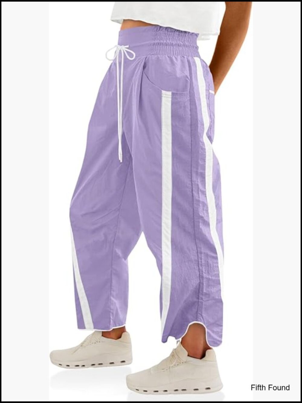 Women's Baggy Wide Leg Track Pants Drawstring Elastic Waist Contrast Color Y2K